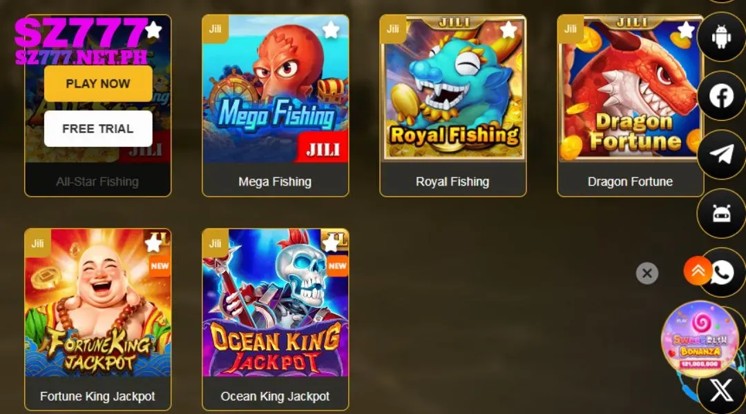 SZ777 Fishing has a variety of games
